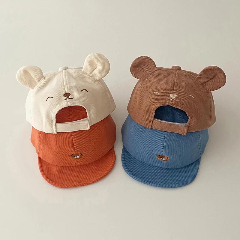 Dessin animé ours oreille bébé canard langue casquette solide coton enfants doux bord casquette de b
