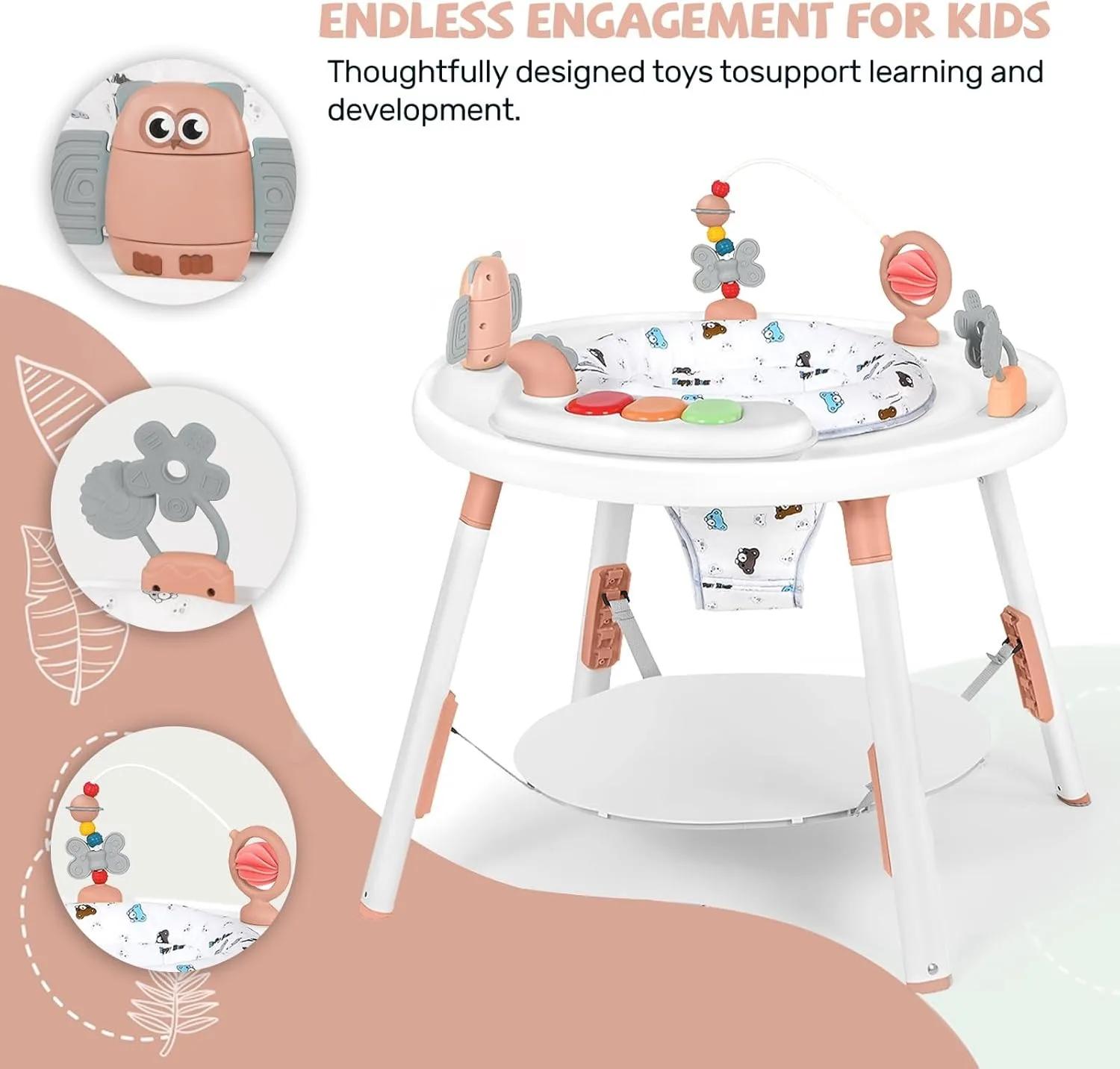Jumper et table pour centre d'activité 3 en 1 pour bébé – avec jouets amovibles et 360 °   Siège rot