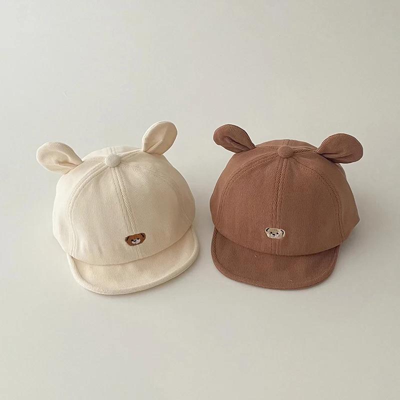 Dessin animé ours oreille bébé canard langue casquette solide coton enfants doux bord casquette de b