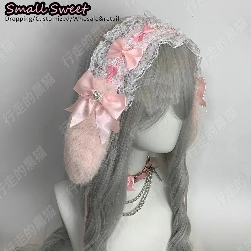 Goth lapin oreille arc bandes de cheveux Harajuku gothique Lolita Y2K fille oreilles de lapin bandea