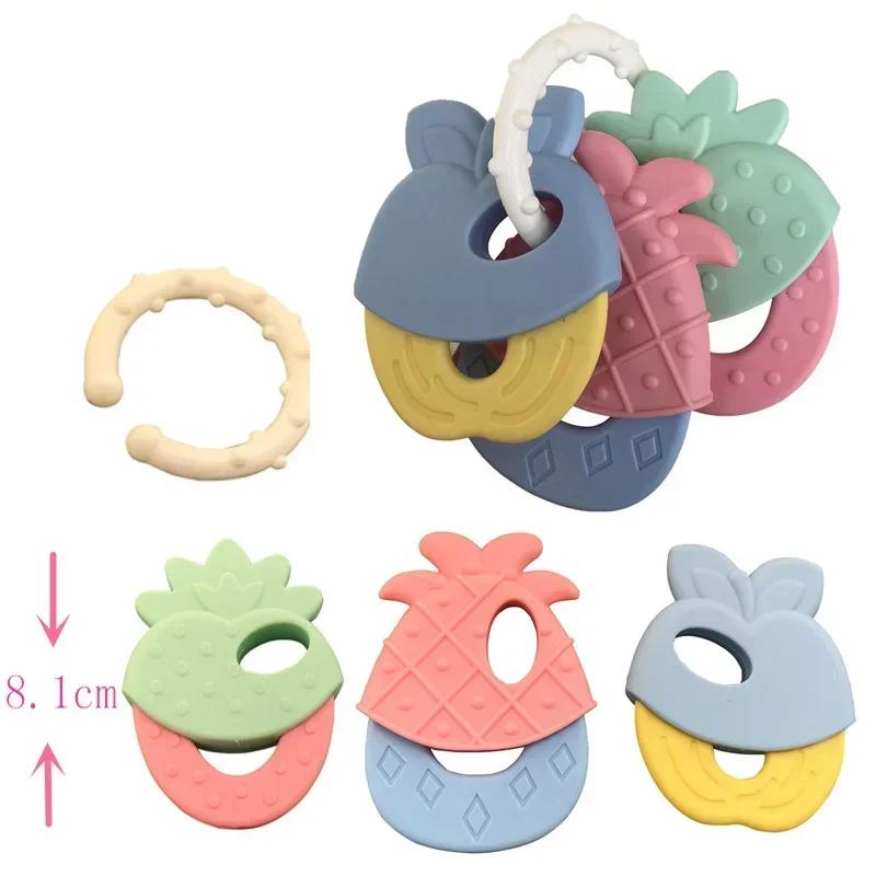 TeWindsor-Hochet de dentition en caoutchouc souple pour bébé, jouets en silicone de qualité alimenta
