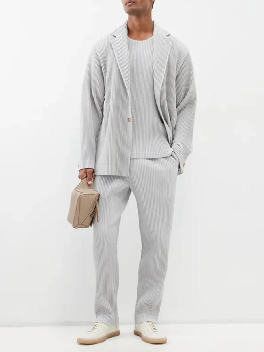 Blazers plissés doublés décontractés, manteau coupe couvertes, veste de haute qualité, mode professi