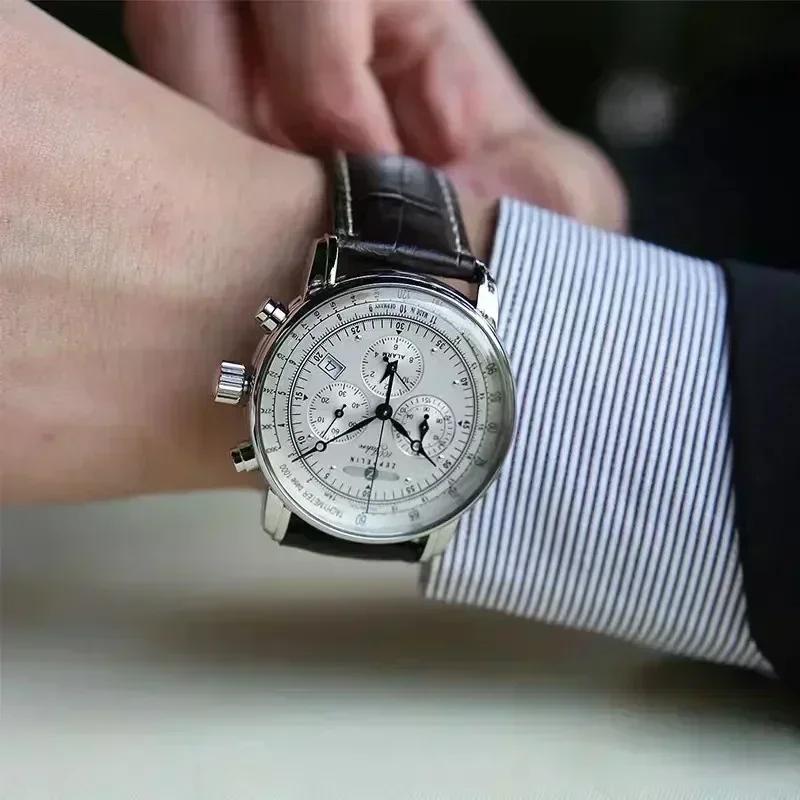 Nouvelle montre-bracelet automatique Zeppelin 2026 avec date, chronographe à trois aiguilles, multif