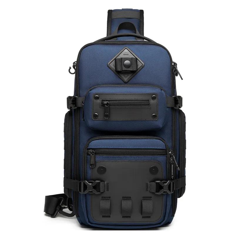 Ozuko sacs de ventre sac de poitrine pour hommes en plein air tactique une épaule sac à bandoulière 