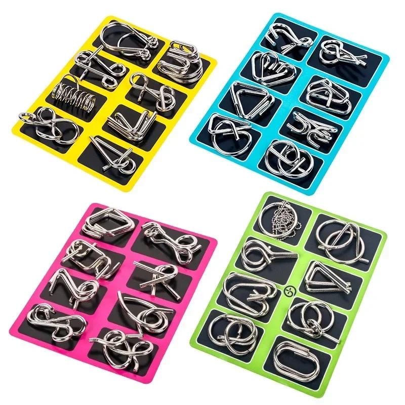 8 pièces/ensemble métal Montessori Puzzle fil esprit casse-tête Puzzles enfants adultes jeu interact