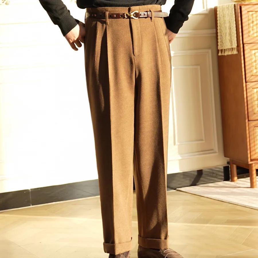 Mélange de laine hiver épais Hollywood pantalon rétro Style britannique pantalon large décontracté h