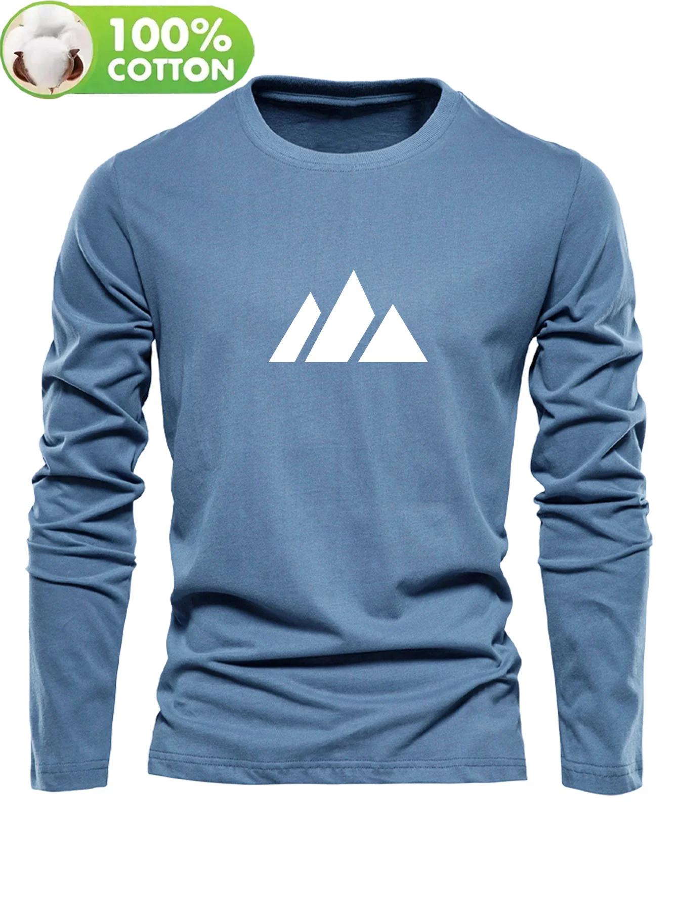 T-shirt à manches longues pour homme, 100% coton pur, ample et confortable, décontracté, à motif mon
