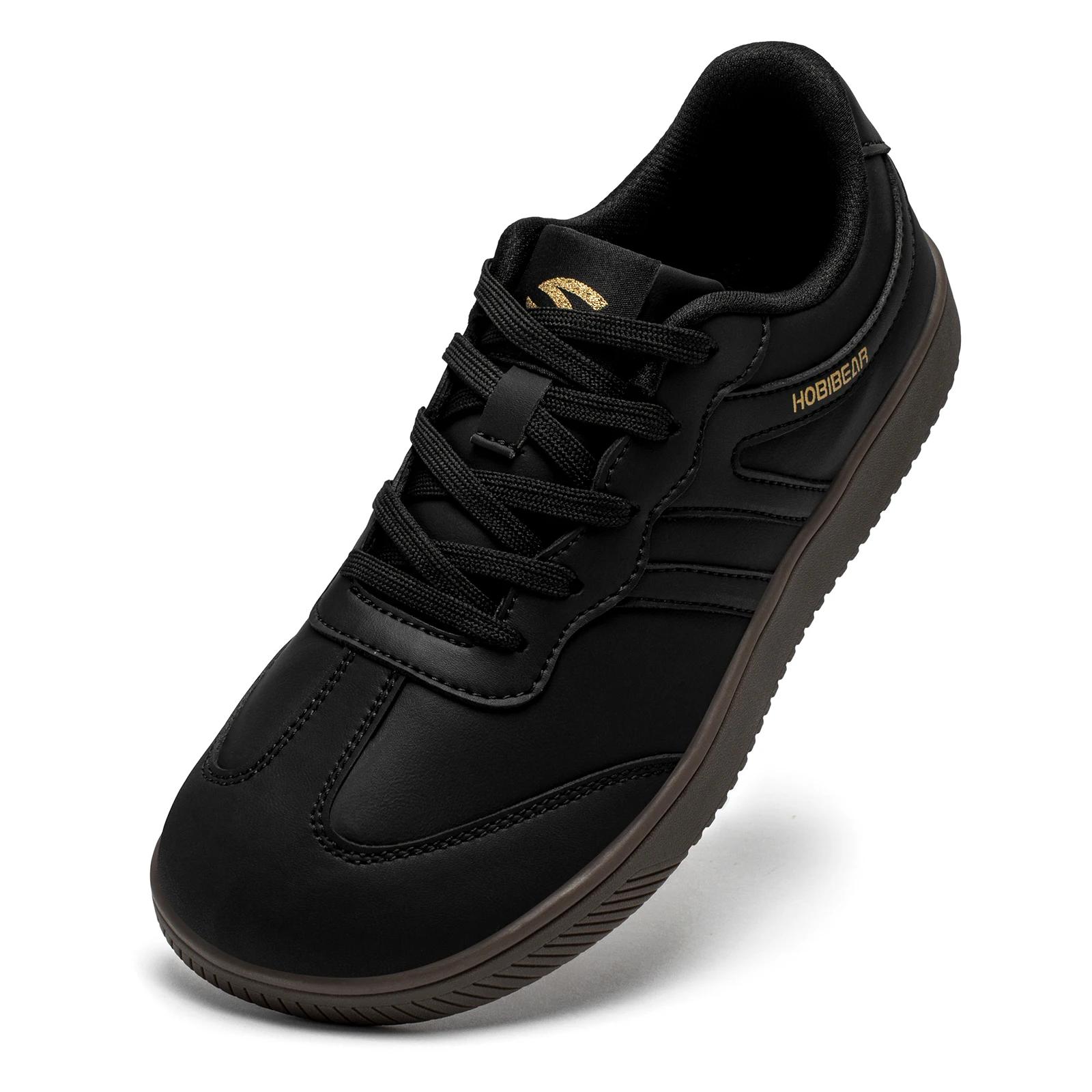 HOBIBEAR chaussures à bout large unisexe baskets en cuir artificiel décontracté à lacets chaussures 