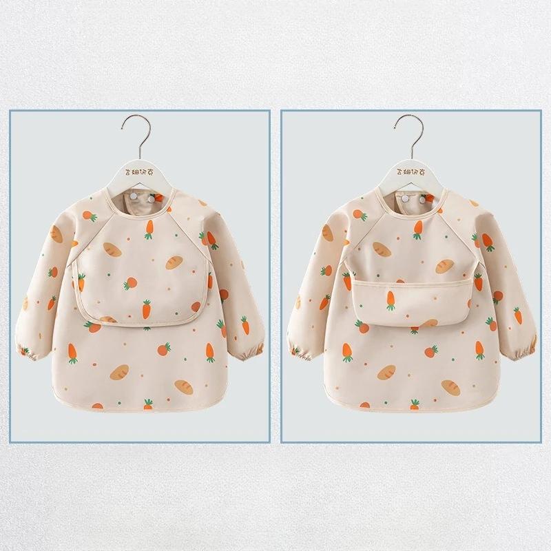 Bavoir d'alimentation pour enfants, 1 pièce, tablier imperméable à manches longues, poche de riz, ch