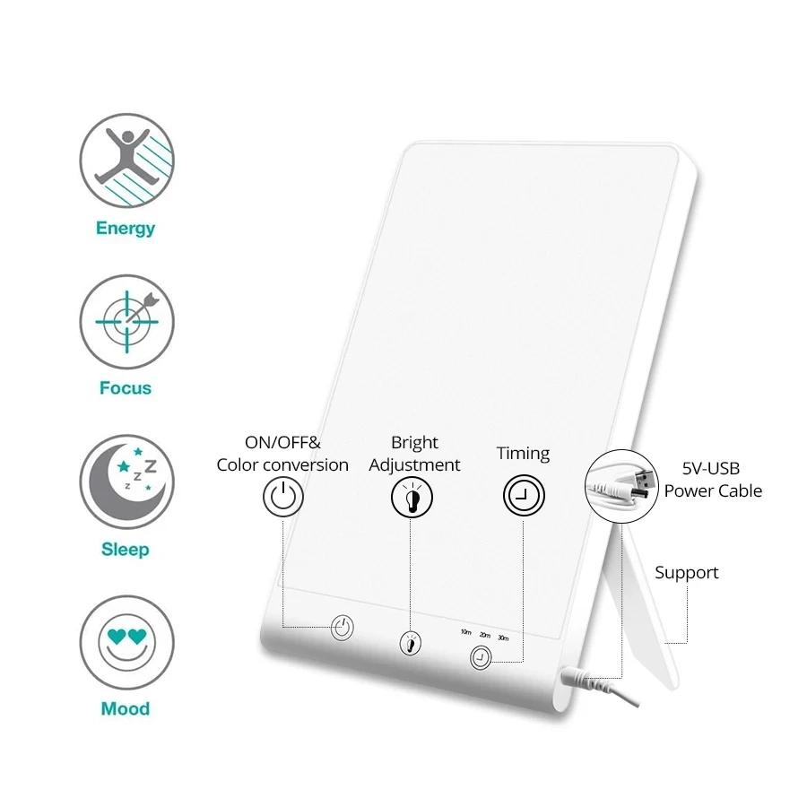 10000 Lux LED lumière triste lampe de luminothérapie 3200k lumière d'ambiance heureuse tactile régla