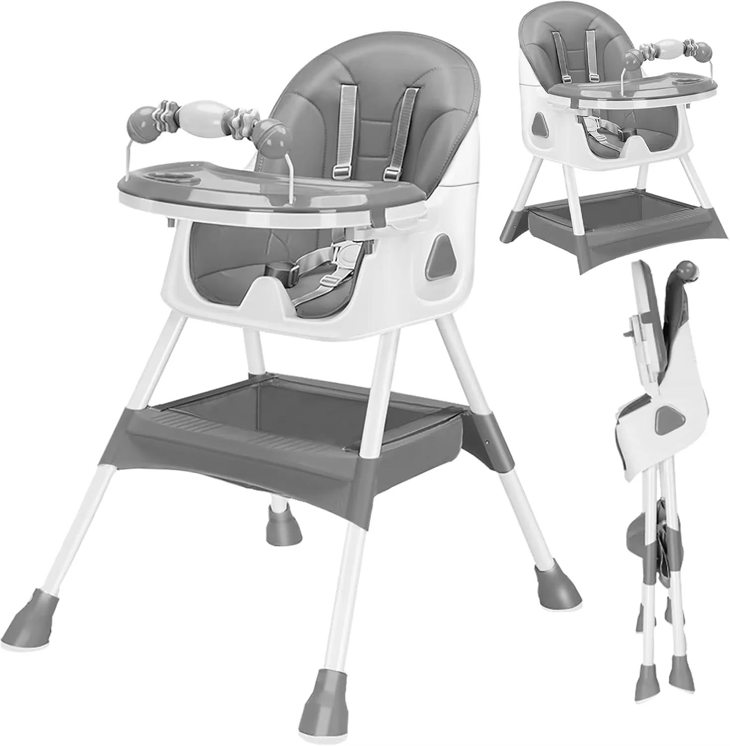 Chaise haute 3 en 1, chaises de salle à manger portables pliables pour bébé, chaise haute convertibl