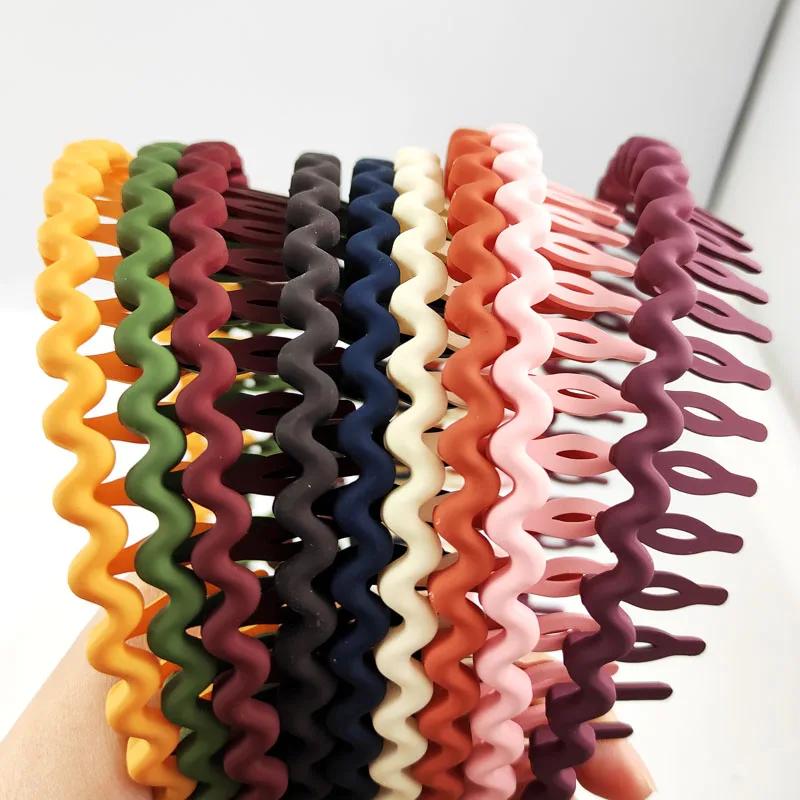 Lot de 3 Bandeaux Tendance Ondulés pour Femmes, Couleur Unie, Antidérapants à Dents, pour Filles, La