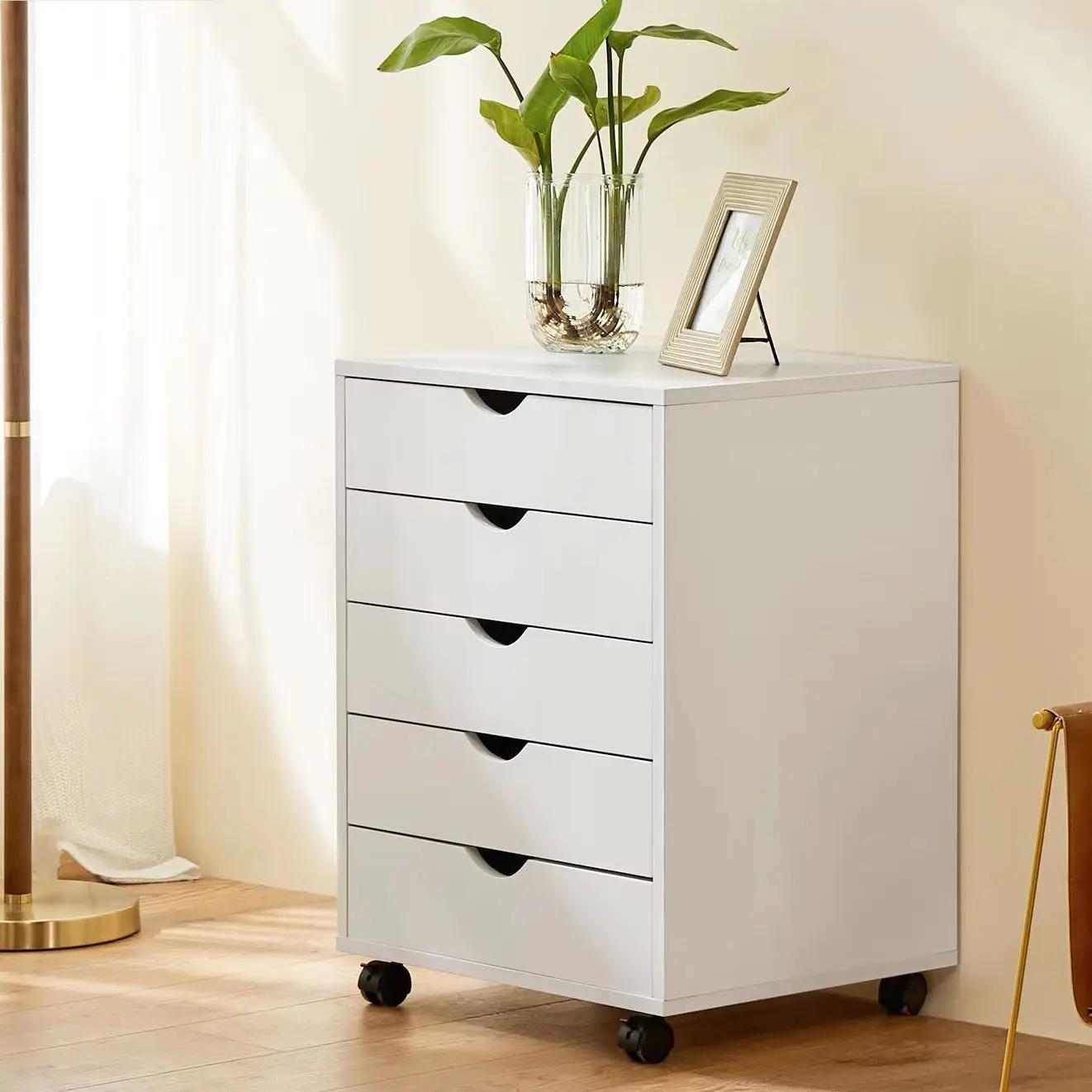 JIAN-Table de chevet en bois avec roue rotative, meuble de chevet, 5 portes de proximité, surface ét