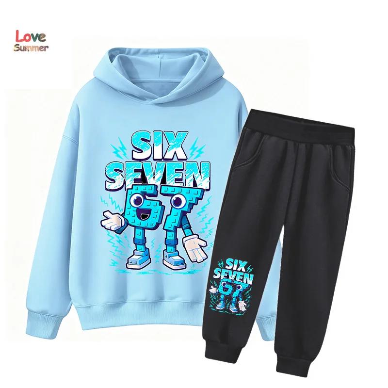 Ensemble 2 pièces sweat à capuche et pantalon 67 Six Seven pour garçons et filles, style italien Bra
