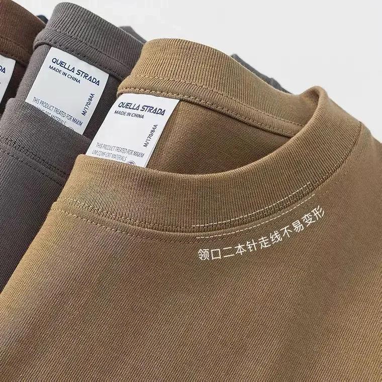 T-shirt pour hommes 600g T-shirt à manches courtes en coton robuste pour hommes mode coton épaissi à