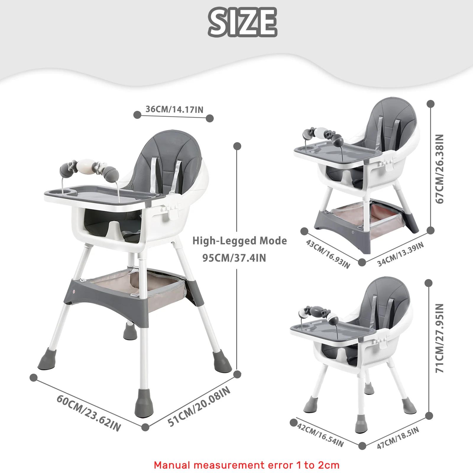 Chaise haute convertible pour bébés et tout-petits, pliable, facile à nettoyer, siège rembourré, rep