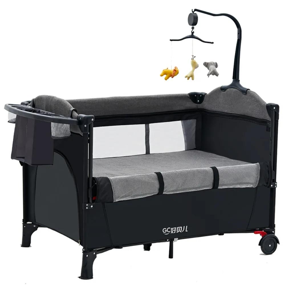 Lit bébé pliable 4 en 1 0-3 ans Lit multifonctionnel avec berceau Table à langer pour bébé
