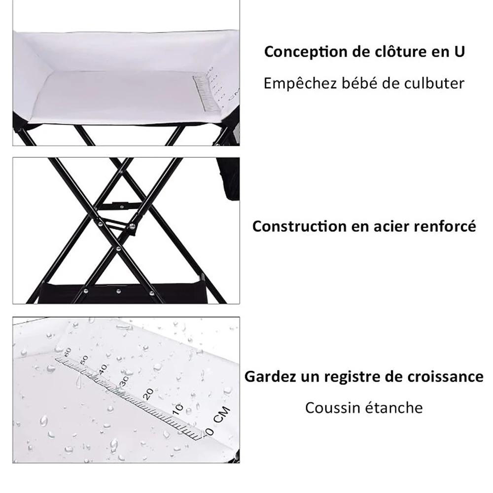 Table à langer pliante, table à langer avec panier de rangement, ceinture de sécurité, 79*55.5*96cm,