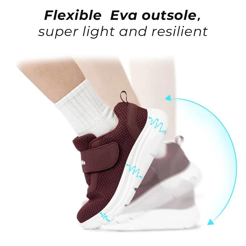 FitVille chaussures pour femmes baskets larges chaussures pour diabète sangle réglable pour pieds go