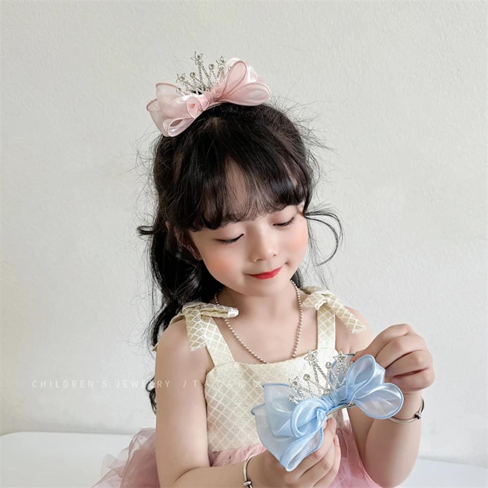Épingles à cheveux princesse gros nœuds pince à cheveux enfants couronne ruban bec de canard pince f