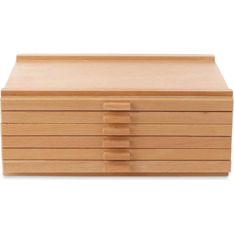 Boîte de rangement en bois à 6 tiroirs pour artistes, pour pastels, crayons, stylos, marqueurs, pinc