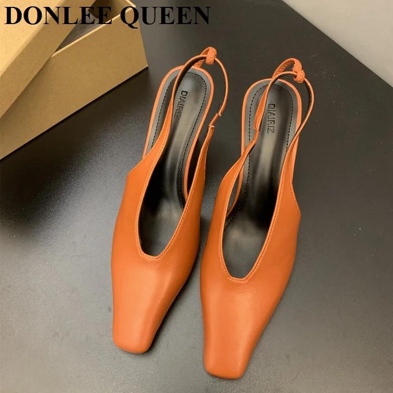 Sandales de printemps à talons hauts et fins pour femmes, escarpins à bout carré, chaussures peu pro