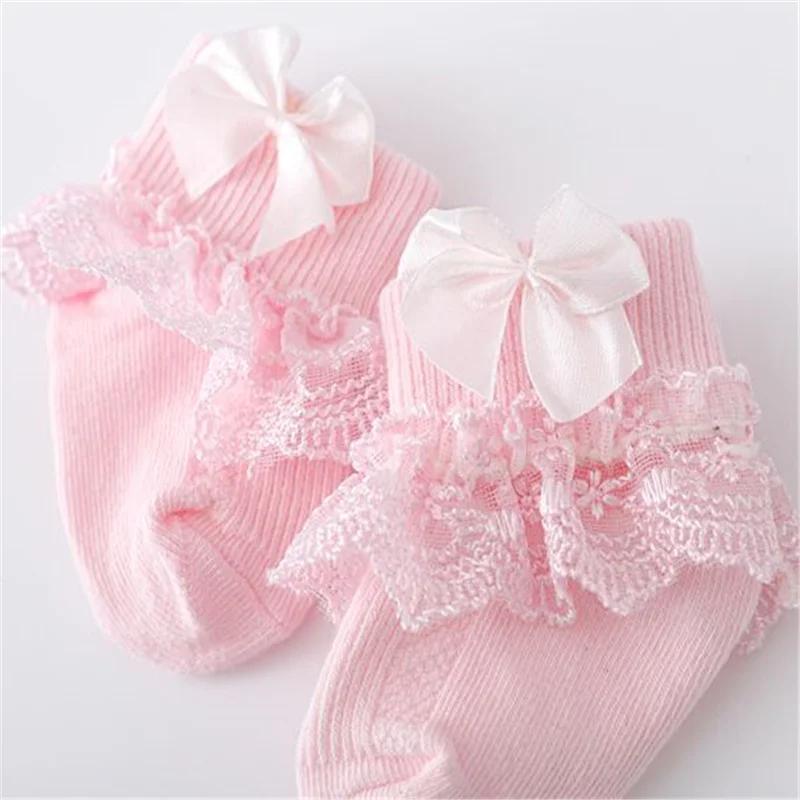 Lawadka 4 paires/lot nouveau-né bébé chaussettes pour filles coton dentelle infantile filles chausse