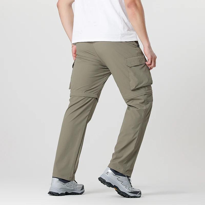 Pantalon convertible de randonnée cargo pour hommes, imperméable, séchage rapide, léger, fermeture é