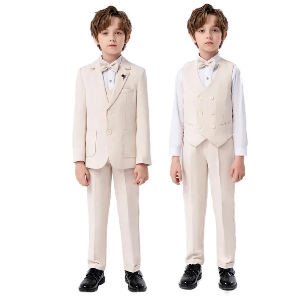 Ensemble de costume personnalisé pour enfant, 4 pièces, Blazer, gilet, pantalon, nœud papillon, fête