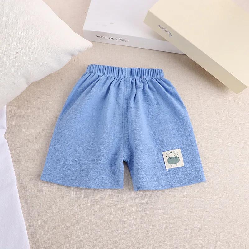 Short d'été en coton et lin de style coréen pour enfants, pantalons courts mignons pour tout-petits,