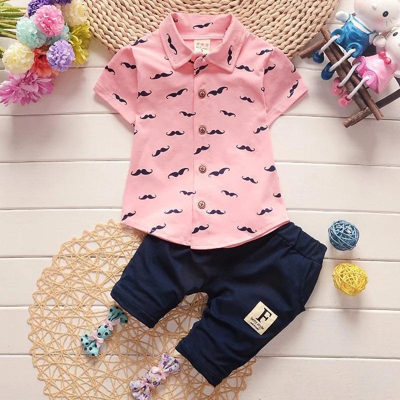 Costume d'été pour garçon, chemise imprimée à manches courtes + Short, en coton, vêtements mignons p