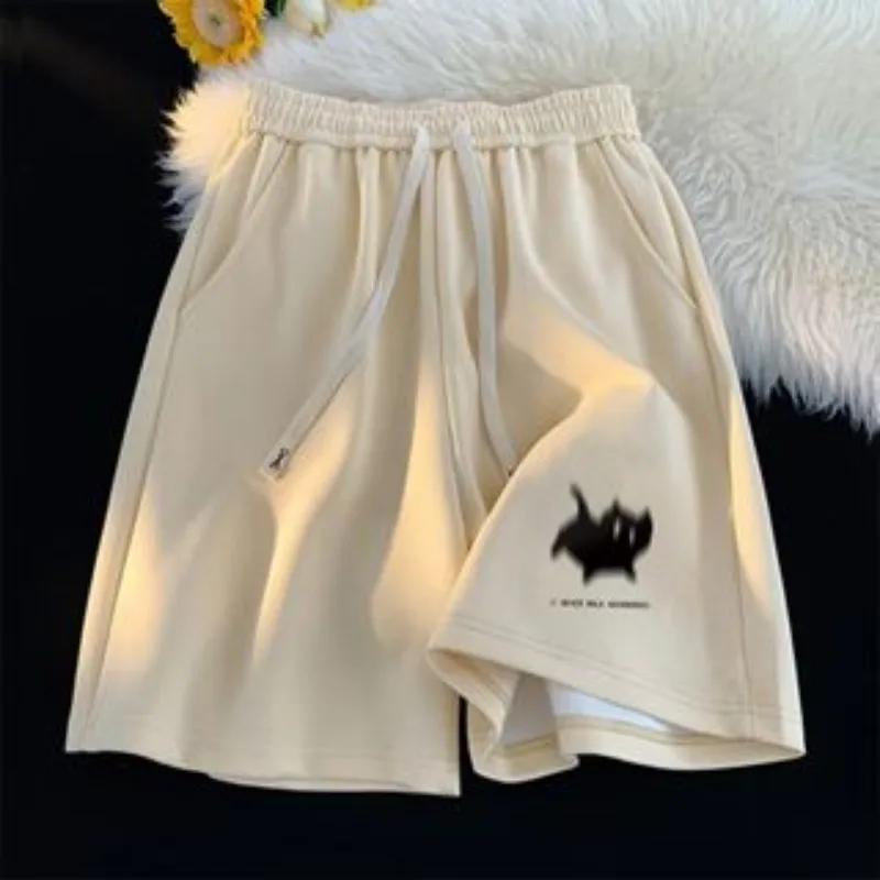 Short surdimensionné pour hommes, foulard gaussien, imprimé chatons, Short à cinq points pour Couple