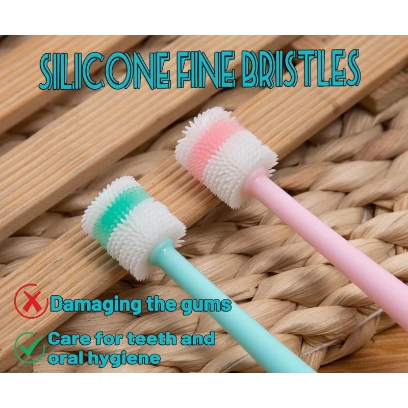 TONG-Brosse à dents en silicone souple pour petit chien et chat, étui de soins dentaires, facile à m