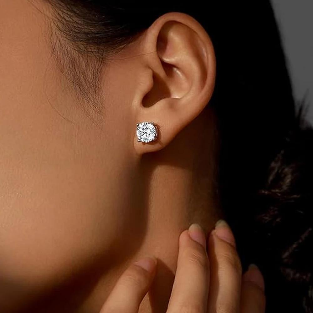 KNOBSPIN-Boucles d'oreilles en moissanite pour femme, clous d'oreilles en diamant cultivé en laborat