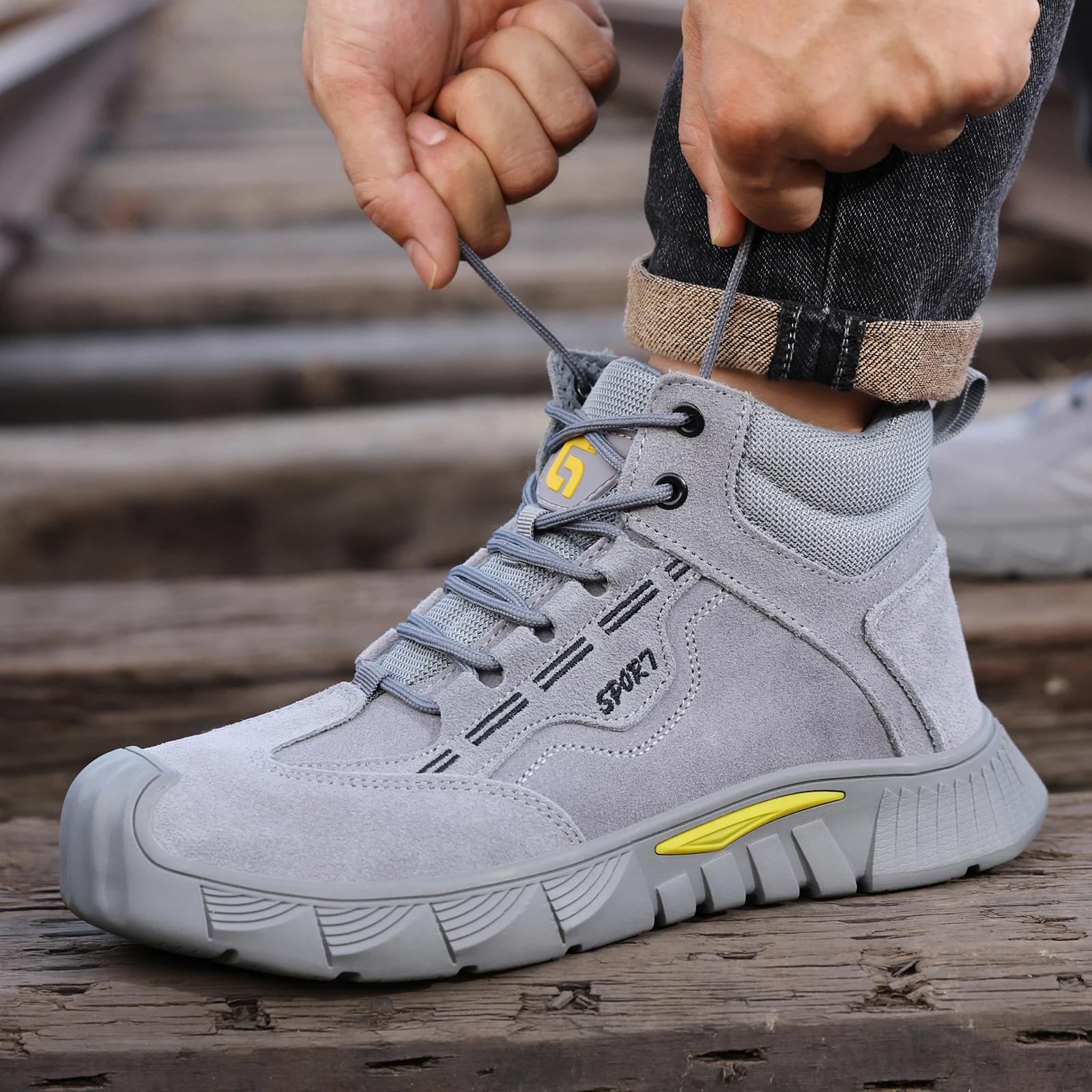 Chaussures de travail anti-choc et anti-perforation pour hommes GUYISA avec semelles en caoutchouc