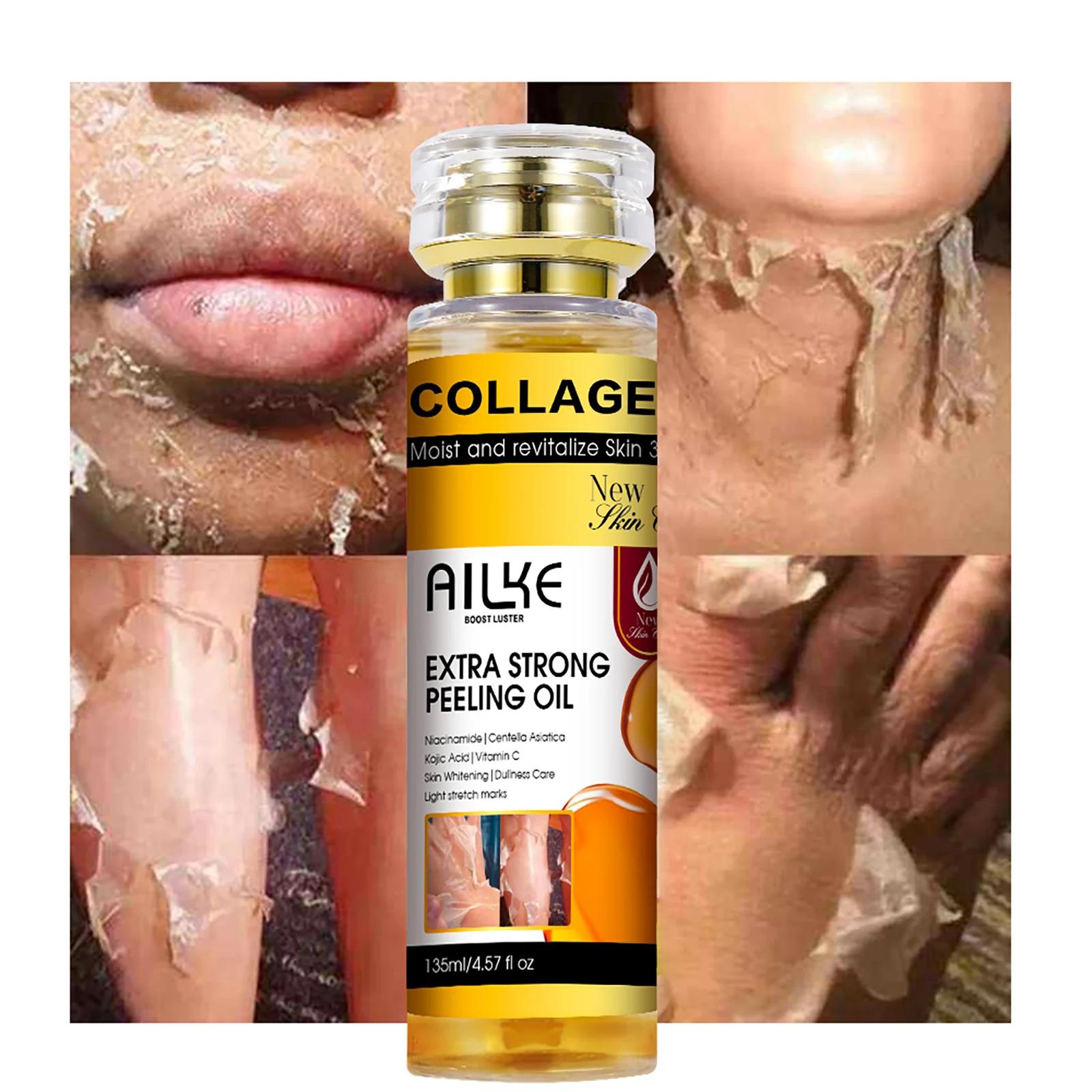 AILKE Huile peeling extra forte au collagène, peau blanchissante, solution exfoliante pour le visage