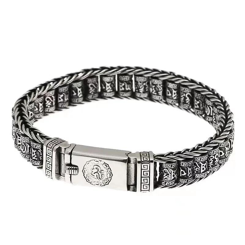 Bracelet en argent sterling 925, bracelet vintage pour homme et femme, bijoux de mode simples pour f