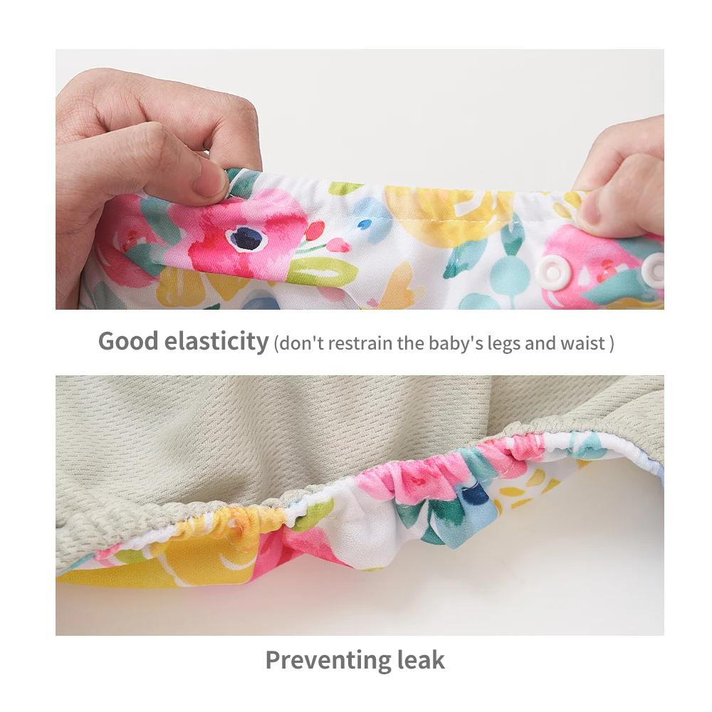 Elinfant-Ensemble de couches écologiques pour bébé, couches à poche, taille unique, gril en maille g