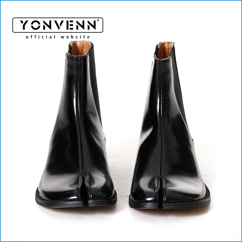 Bottes courtes en cuir véritable Chelsea tabi chaussures à bout fendu sabot de cochon chaussures en 
