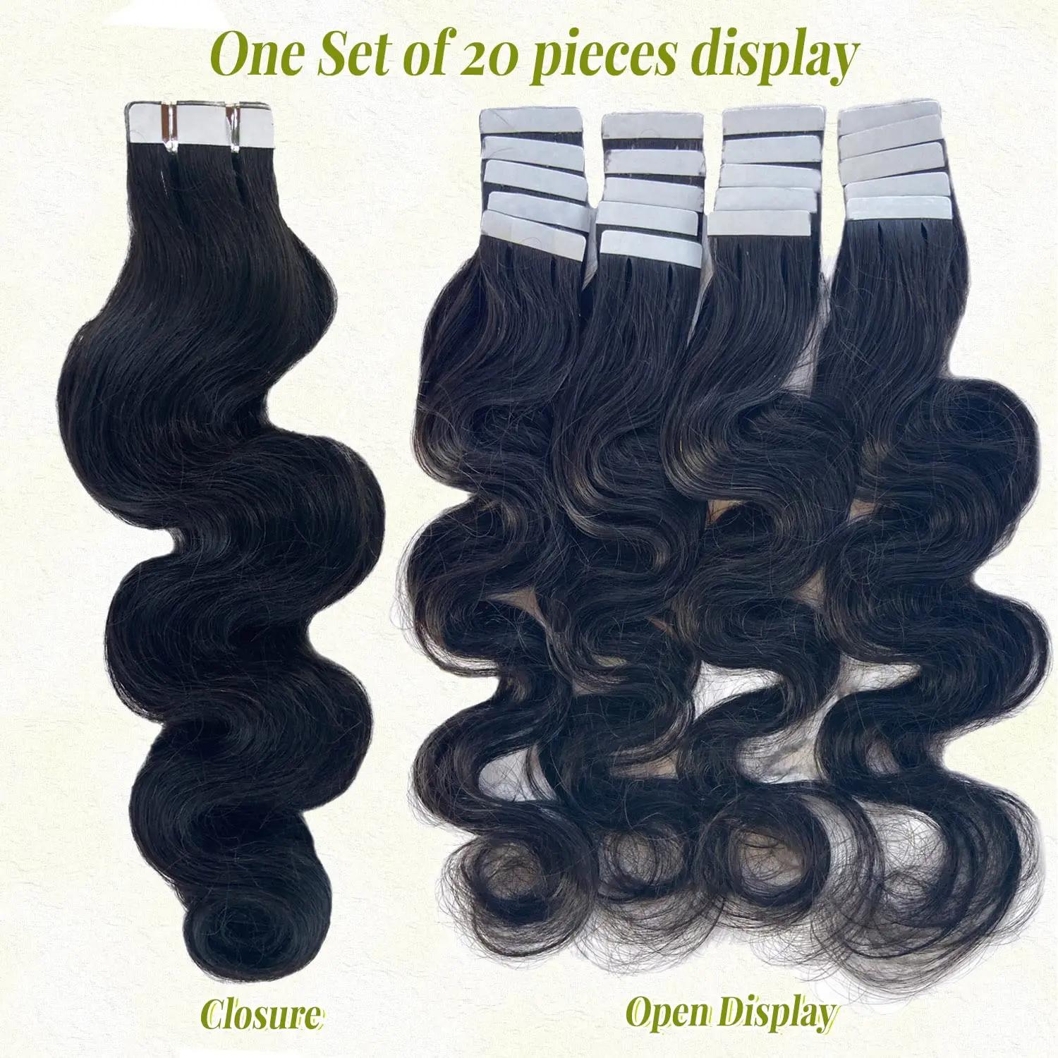 Extensions de cheveux humains Body Wave, vrais cheveux humains, bande dans les cheveux, 100% cheveux