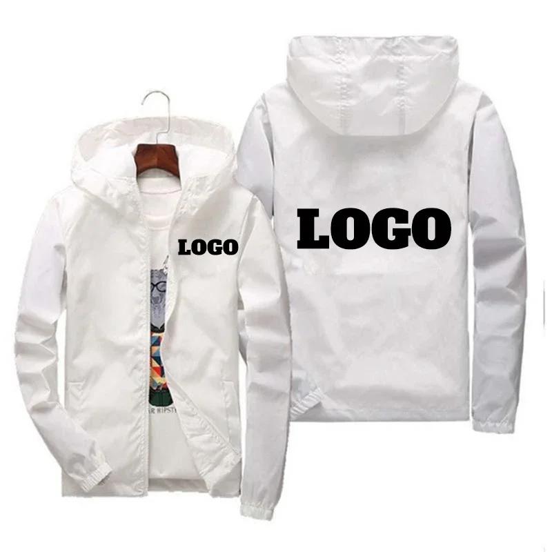 Veste imperméable avec logo de marque personnalisé pour hommes, coupe-vent chaud, vêtements décontra