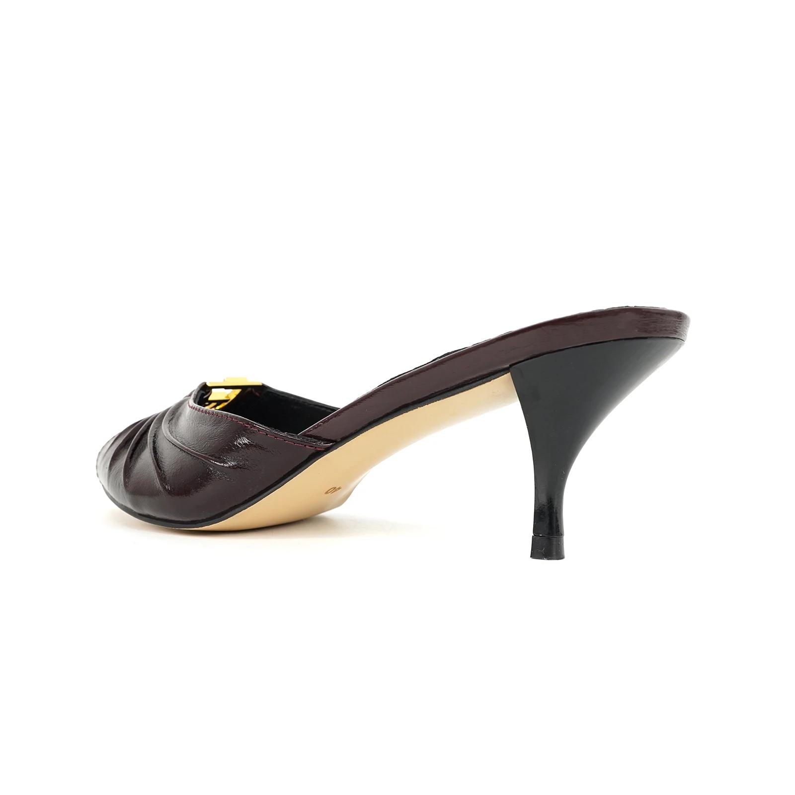 2025 nouvel été loisirs de plein air bout ouvert talons hauts GJ marque 6CM Sexy huile cuir métal bo