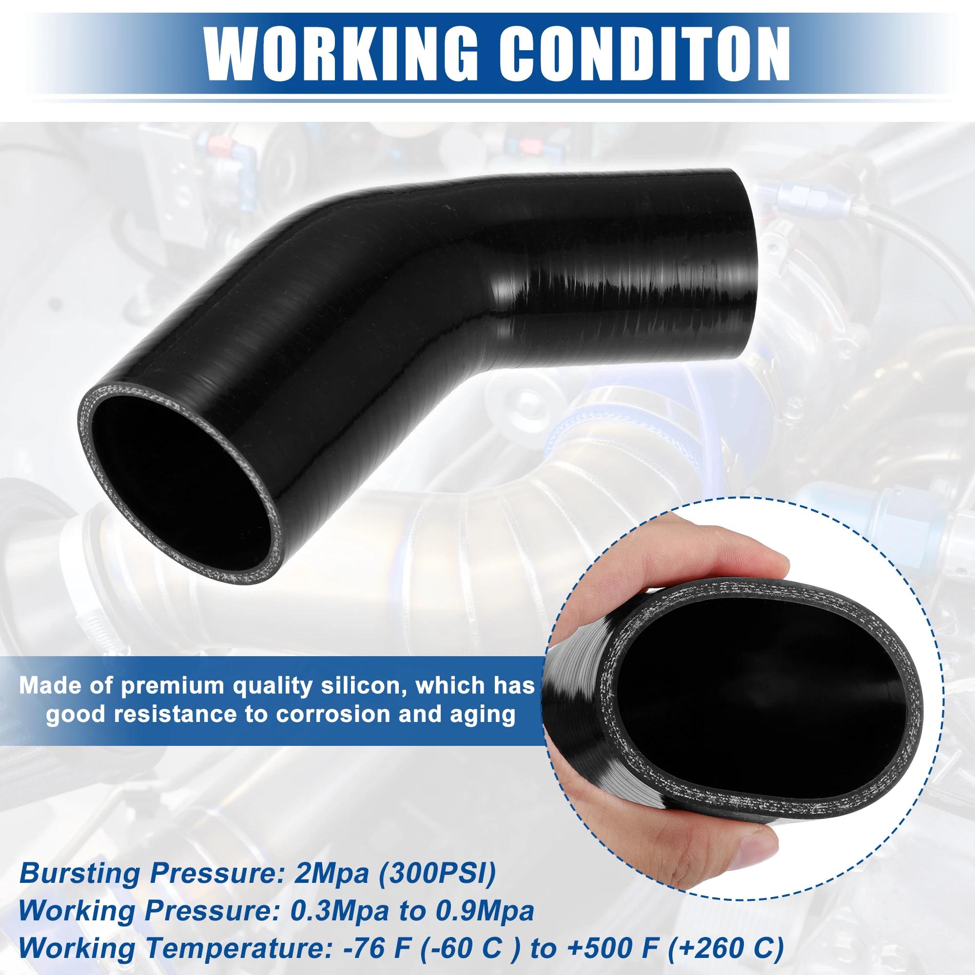 UXCELL 45 degrés 51mm-63mm 70mm-76mm ID 4 plis réducteur de coude de voiture coupleur de tuyau en Si
