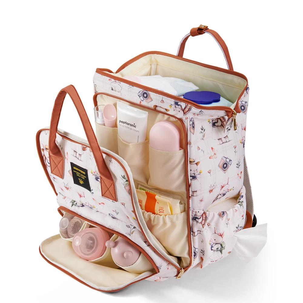 Sac à dos pour couches Sunveno de grande capacité – Sac de maternité élégant avec poches multifoncti