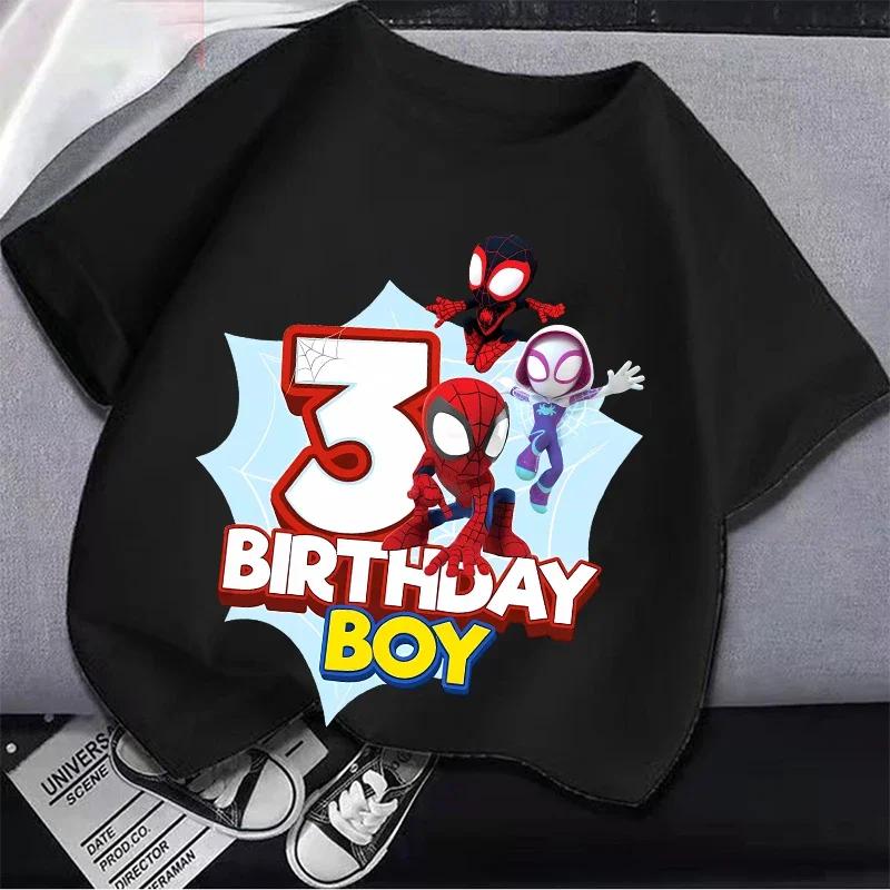 T-shirt à manches courtes pour enfants, Marvels Spiderman, numéro 1-9, avec figurines de dessins ani