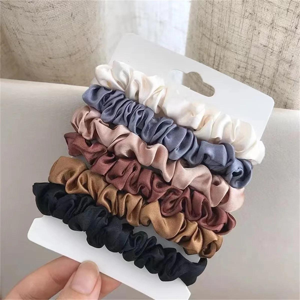 Chouchous en Satin pour femmes, 6 pièces, plus doux que les chouchous en soie pour cheveux |   Chouc