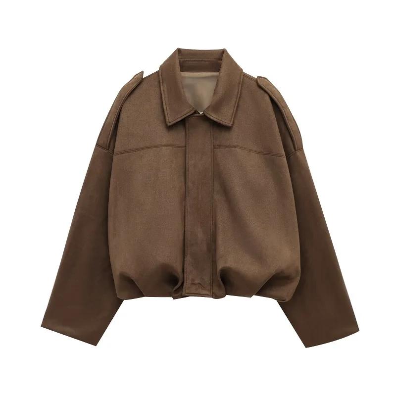 MUJER 2025 vestes bombardier en daim pour femmes vêtements d'extérieur veste surdimensionnée femme S
