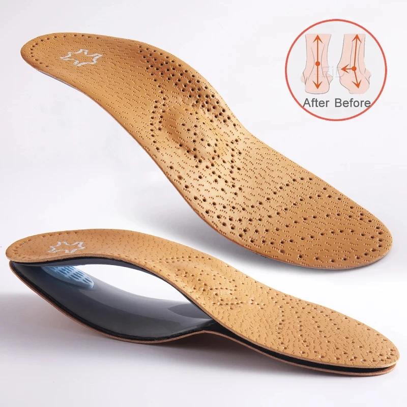 Semelles orthopédiques en cuir, Support de voûte plantaire, pieds plats, fasciite plantaire, coussin
