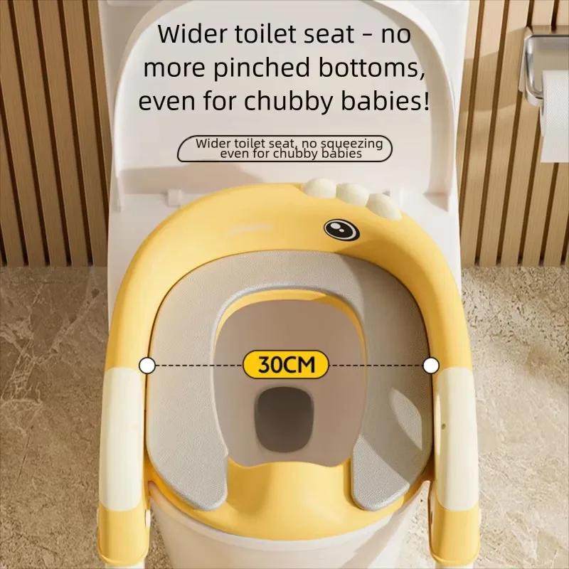 Siège de toilette pliable extra large pour enfants avec marches antidérapantes et coussin respirant 