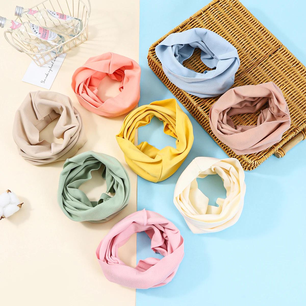 Écharpe en coton pour enfants, écharpe polyvalente à col rond, imprimé solide, chaud, coupe-vent, po